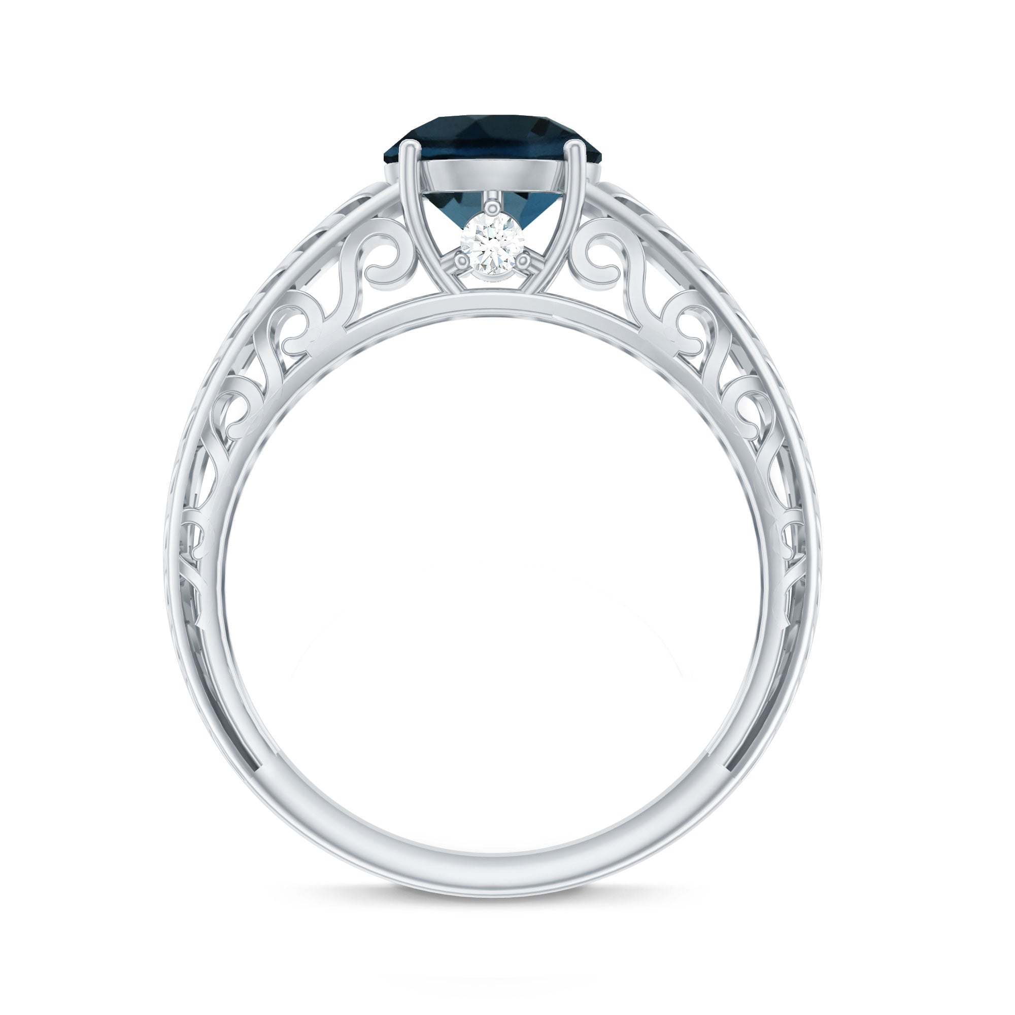 1.3 Carat Round London Blue Topaz Solitaire Engagement Ring with Certificate