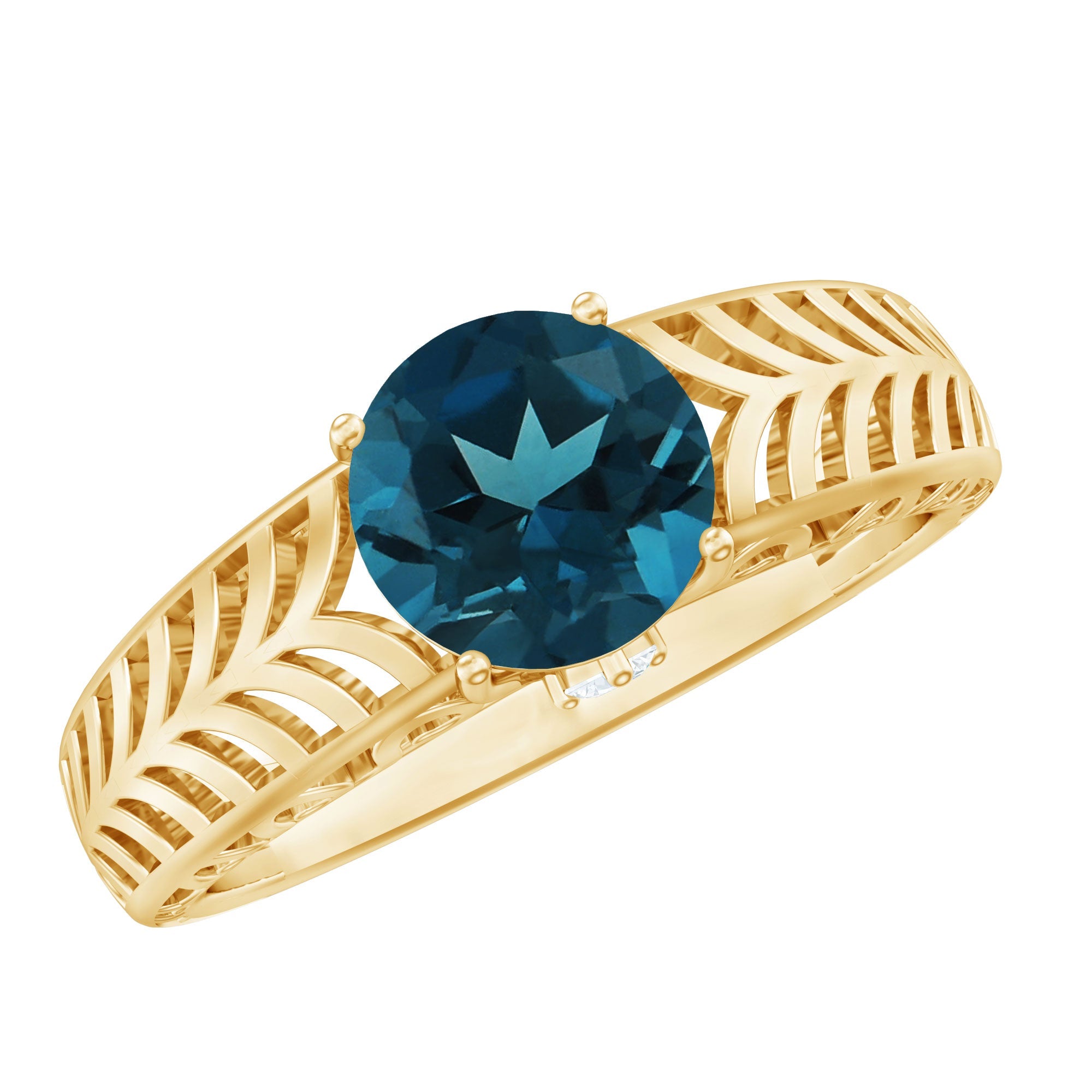 1.3 Carat Round London Blue Topaz Solitaire Engagement Ring with Certificate
