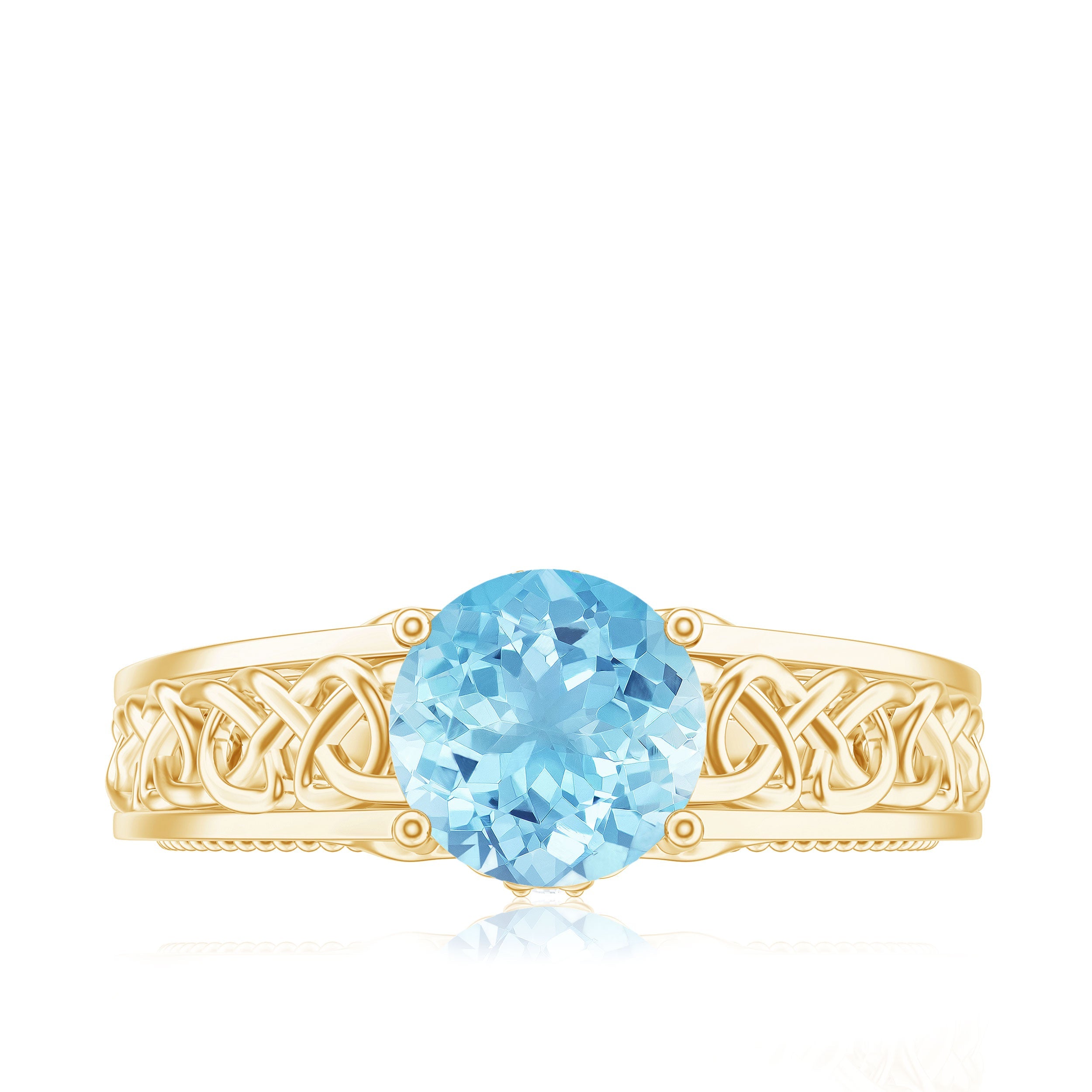 Aquamarine Engagement Ring – Vintage Inspired Diamond Accent Blue Gemstone Band