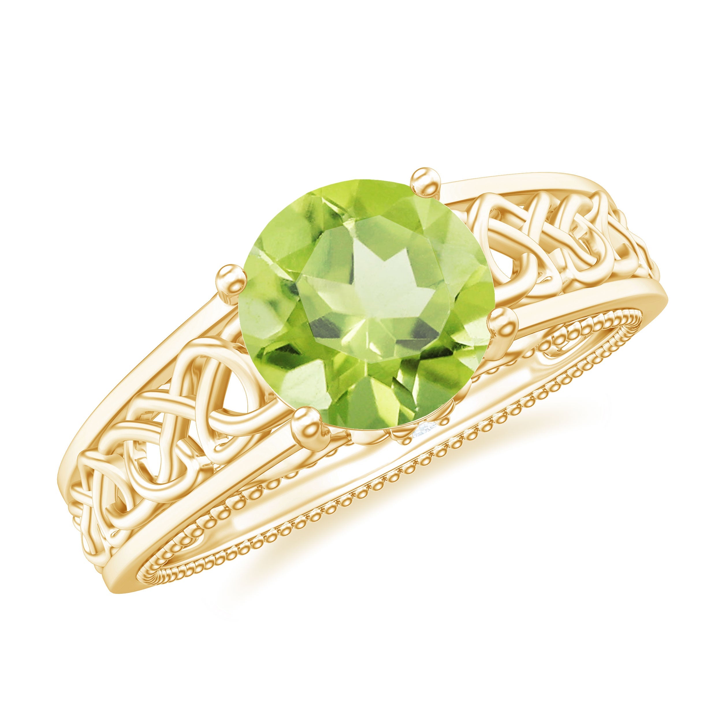 Peridot Engagement Ring – 2 Carat Solitaire Green Gemstone with Diamond Accent