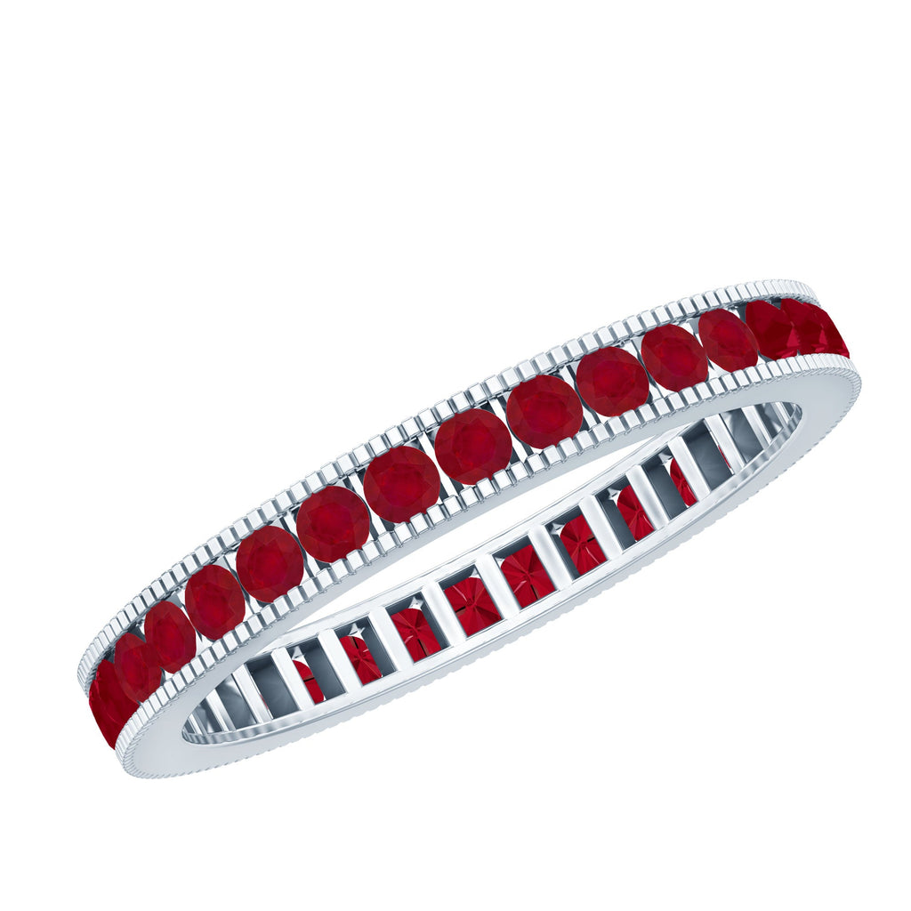 Ruby Eternity Ring – AAA Grade Channel Set Ruby Stackable Anniversary Band