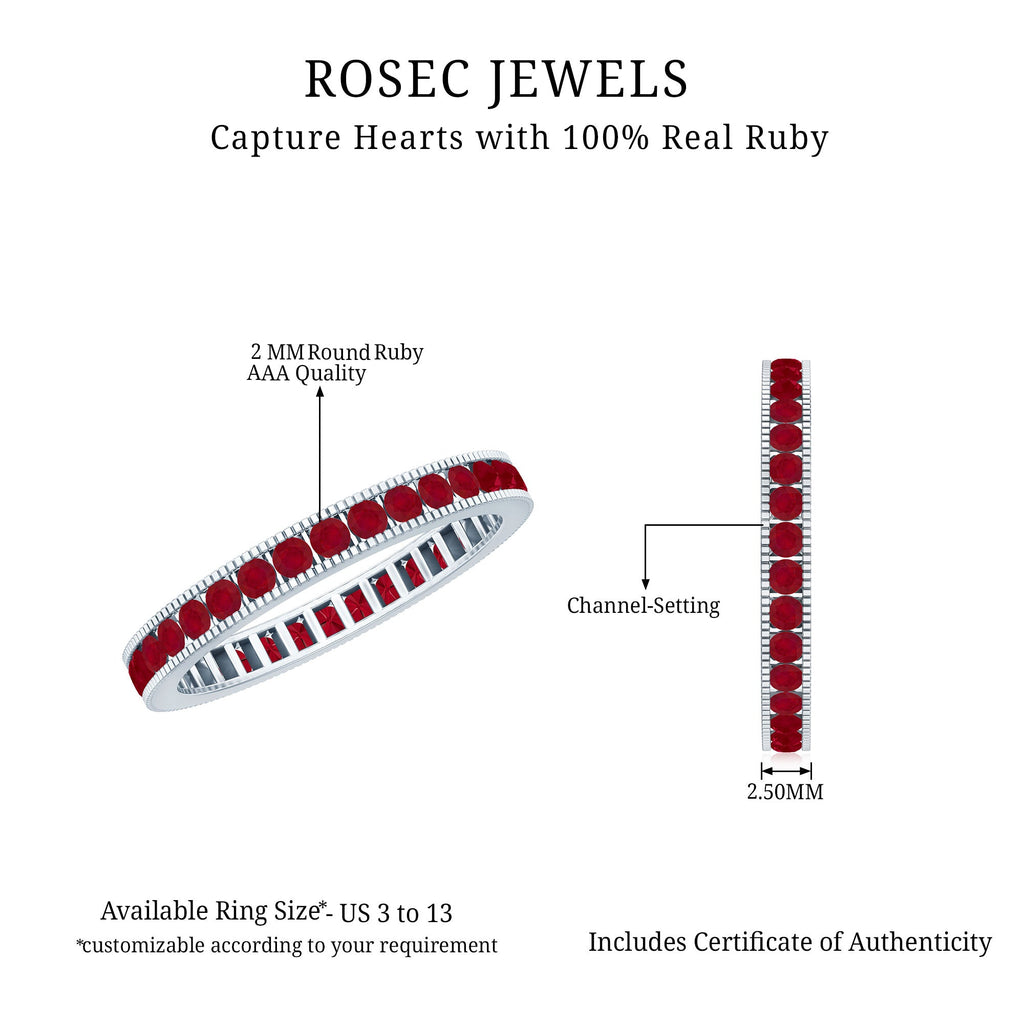 Ruby Eternity Ring – AAA Grade Channel Set Ruby Stackable Anniversary Band