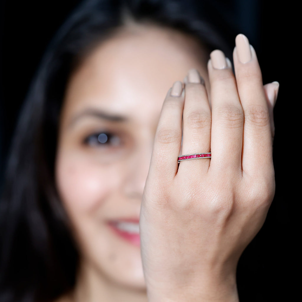 Ruby Eternity Ring – AAA Grade Channel Set Ruby Stackable Anniversary Band