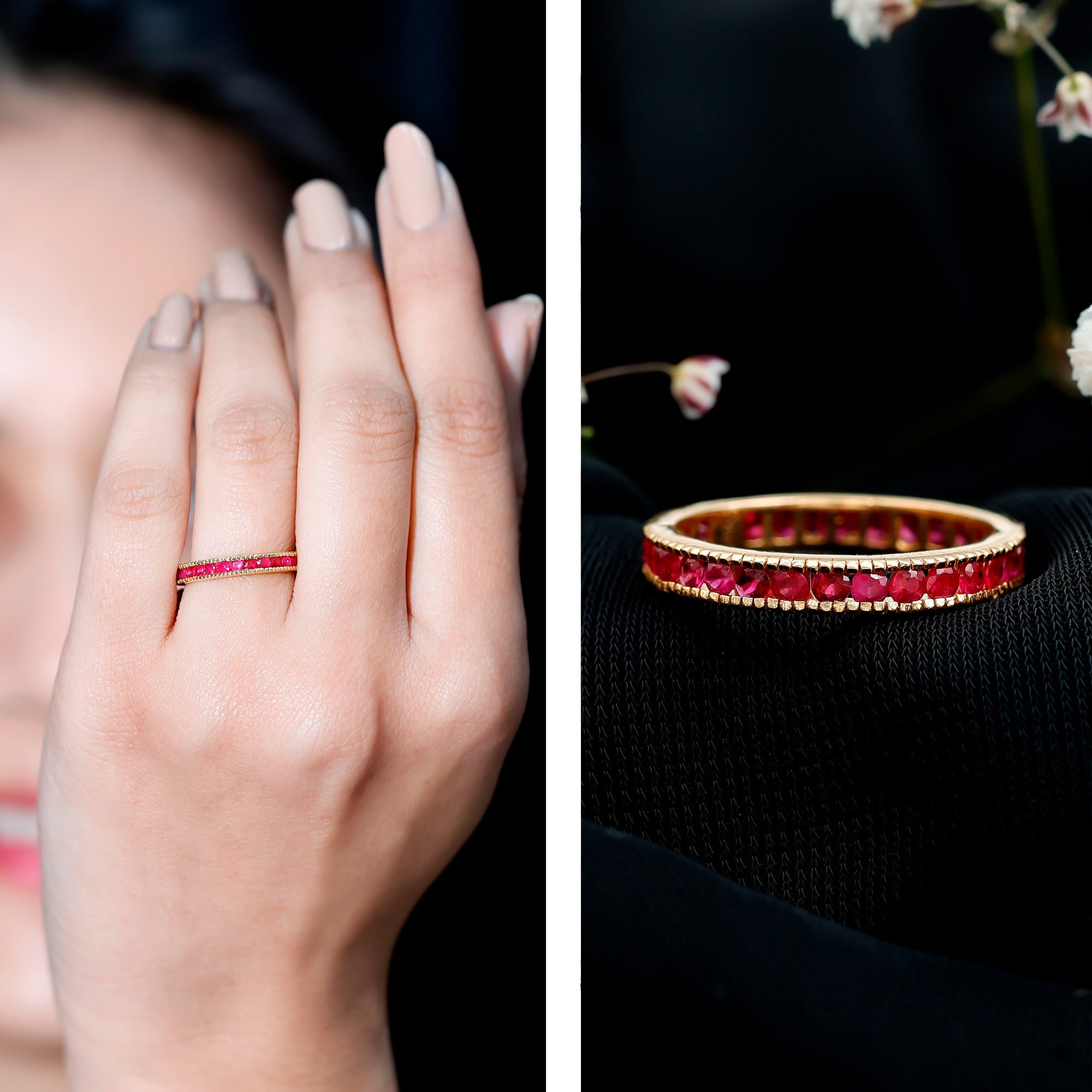 Ruby Eternity Ring – AAA Grade Channel Set Ruby Stackable Anniversary Band