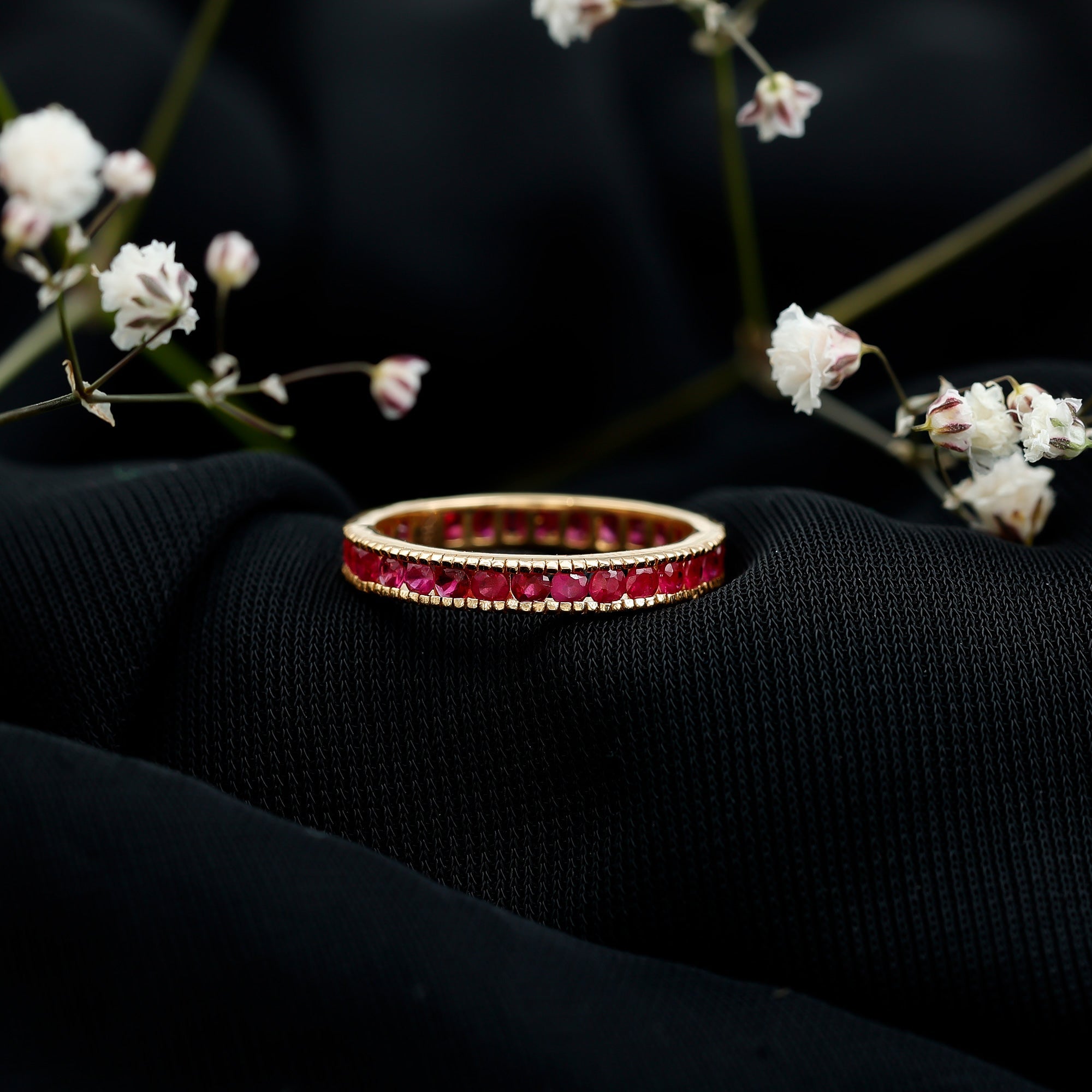 Ruby Eternity Ring – AAA Grade Channel Set Ruby Stackable Anniversary Band