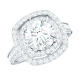 8mm Round Shape Moissanite Double Halo Statement Ring