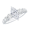 Marquise Moissanite Ring – Elegant Engagement Ring with Side Stones, Prong Setting