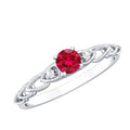Lab Grown Ruby Ring – Designer Promise Ring with Sparkling Diamond Accents in Prong Setting
