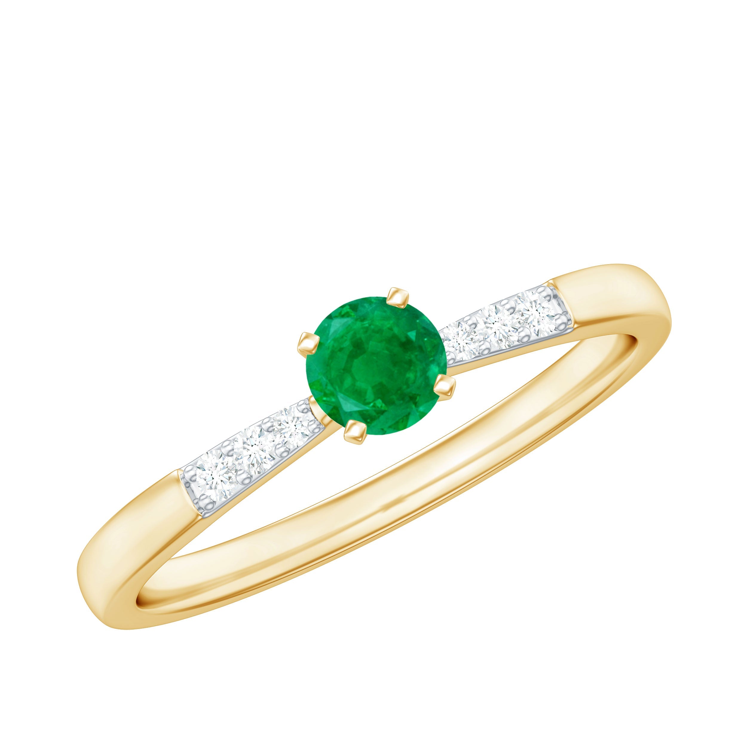 Emerald Promise Ring – Half Carat Round Cut Emerald With Diamonds | Rosec Jewels