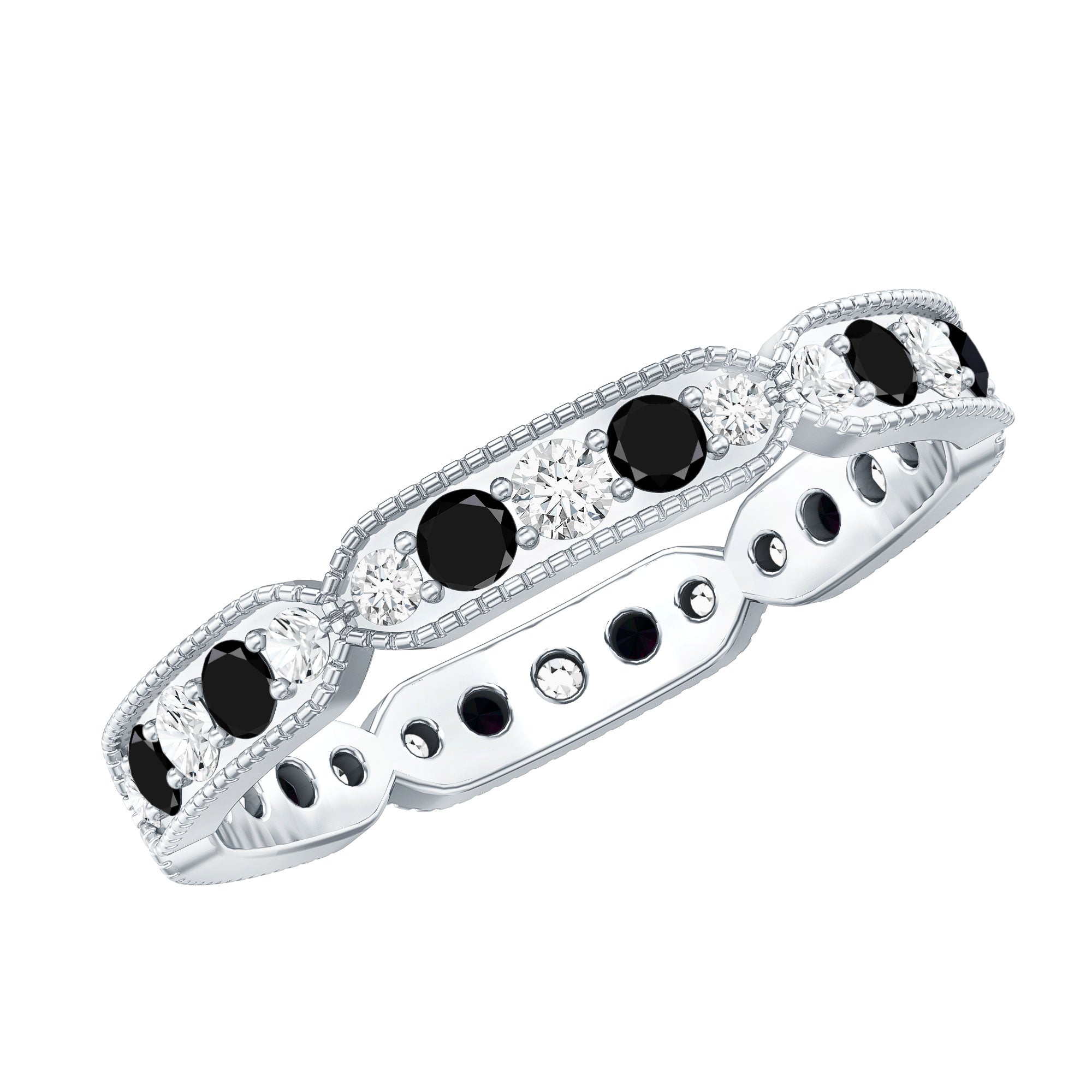 Classic Black Onyx and Diamond Eternity Band Ring