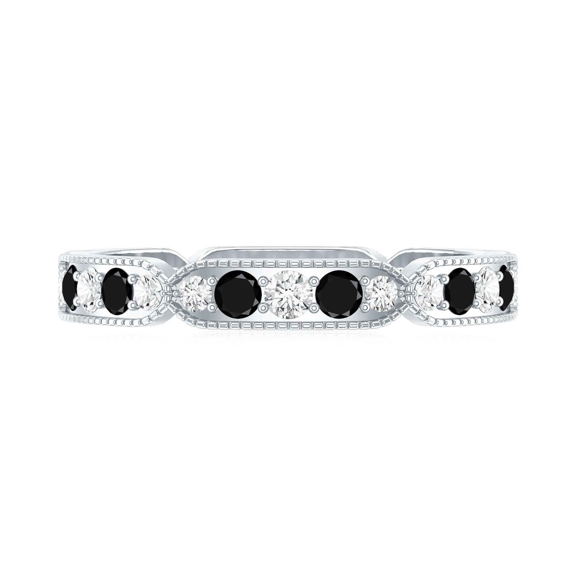 Classic Black Onyx and Diamond Eternity Band Ring