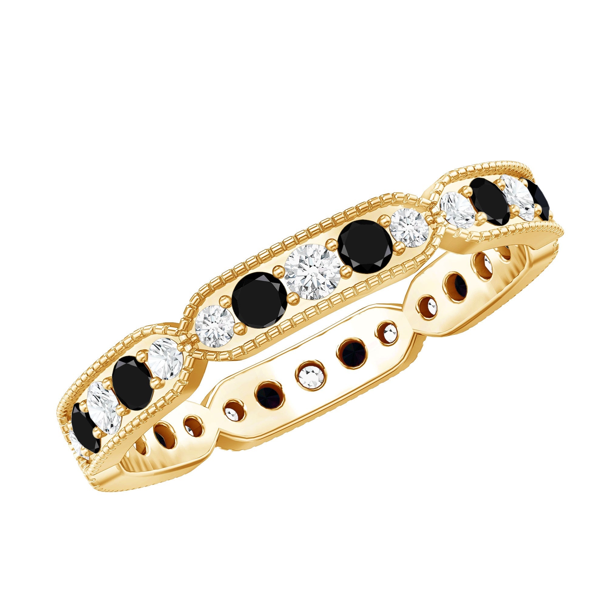 Classic Black Onyx and Diamond Eternity Band Ring