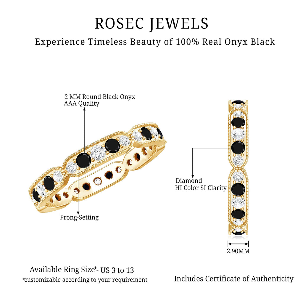 Classic Black Onyx and Diamond Eternity Band Ring