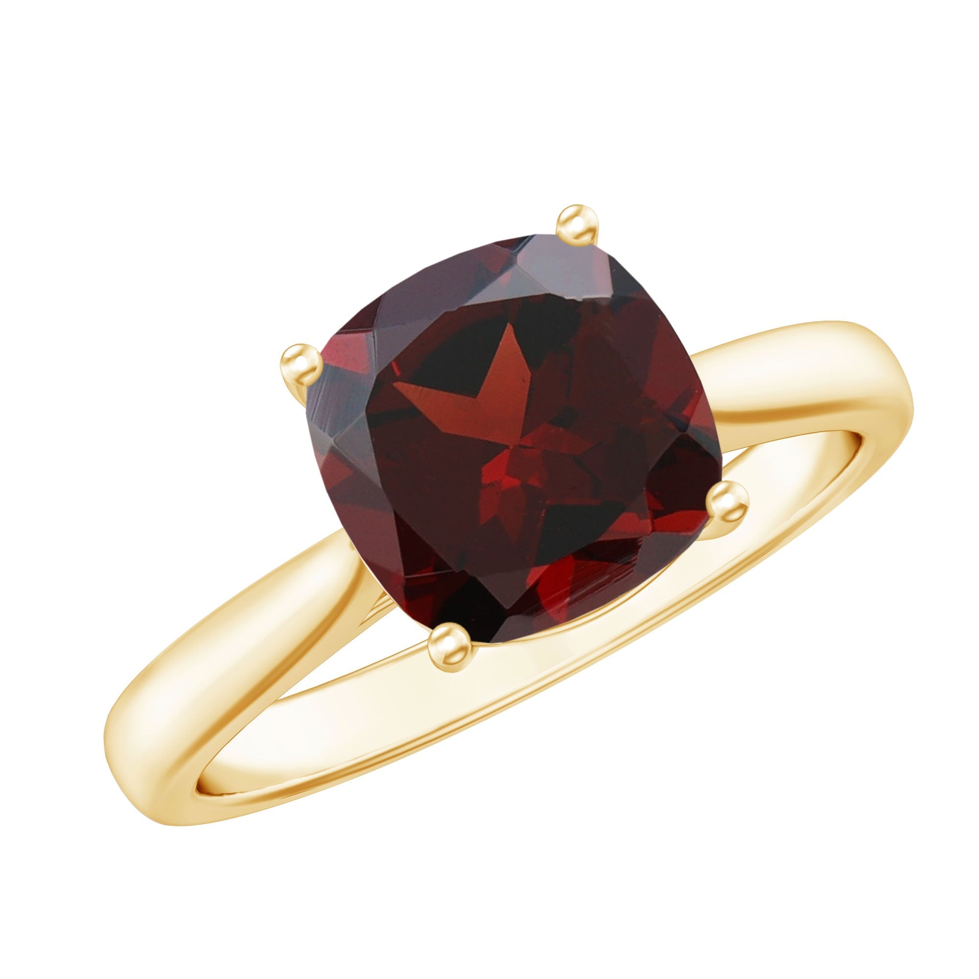 3.2 Carat Natural Garnet Cushion Cut Engagement Ring with Surprise Diamond