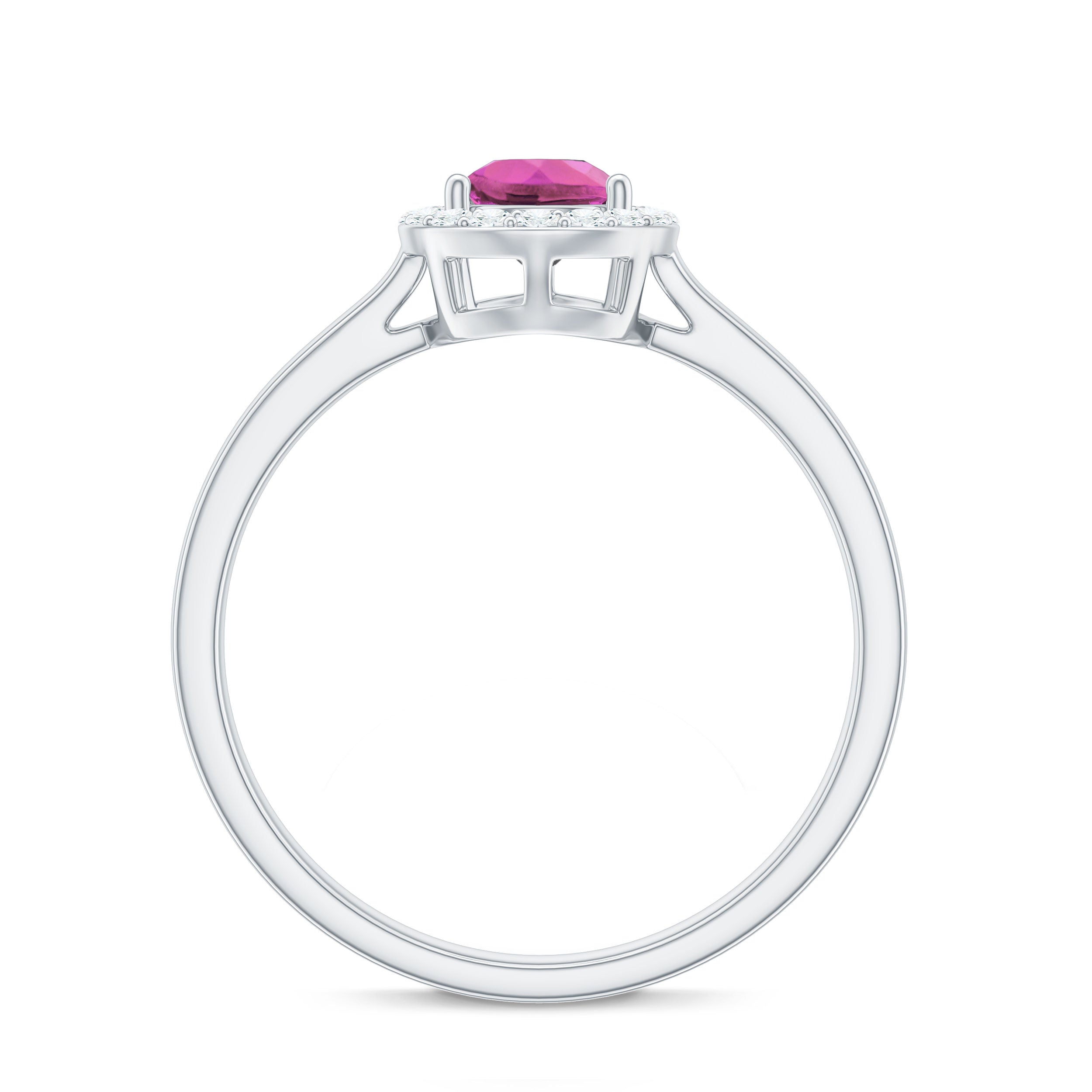 Pink Tourmaline Ring Pear Shape – 1.6 Carat Diamond Halo | AAA Quality Gemstone