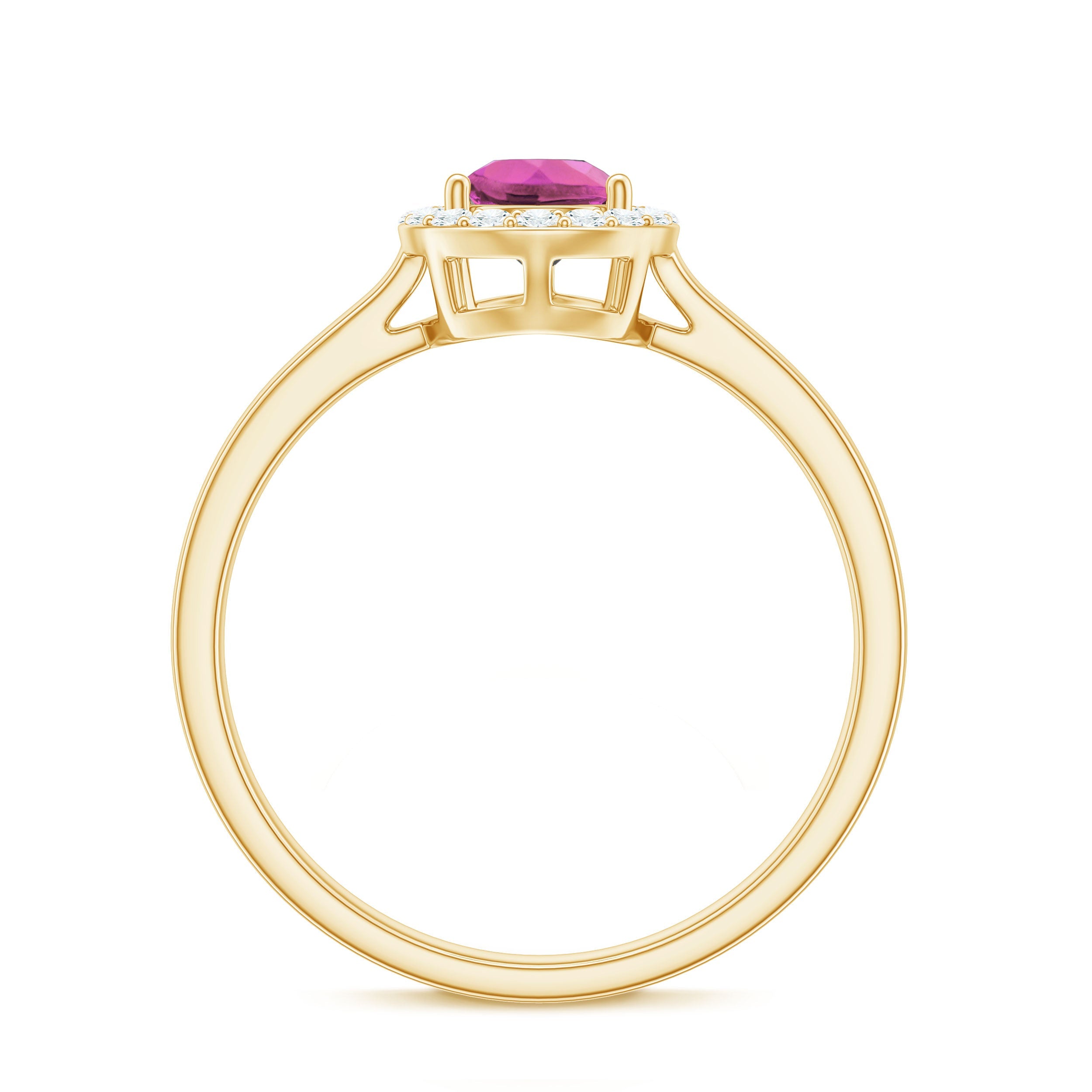 Pink Tourmaline Ring Pear Shape – 1.6 Carat Diamond Halo | AAA Quality Gemstone