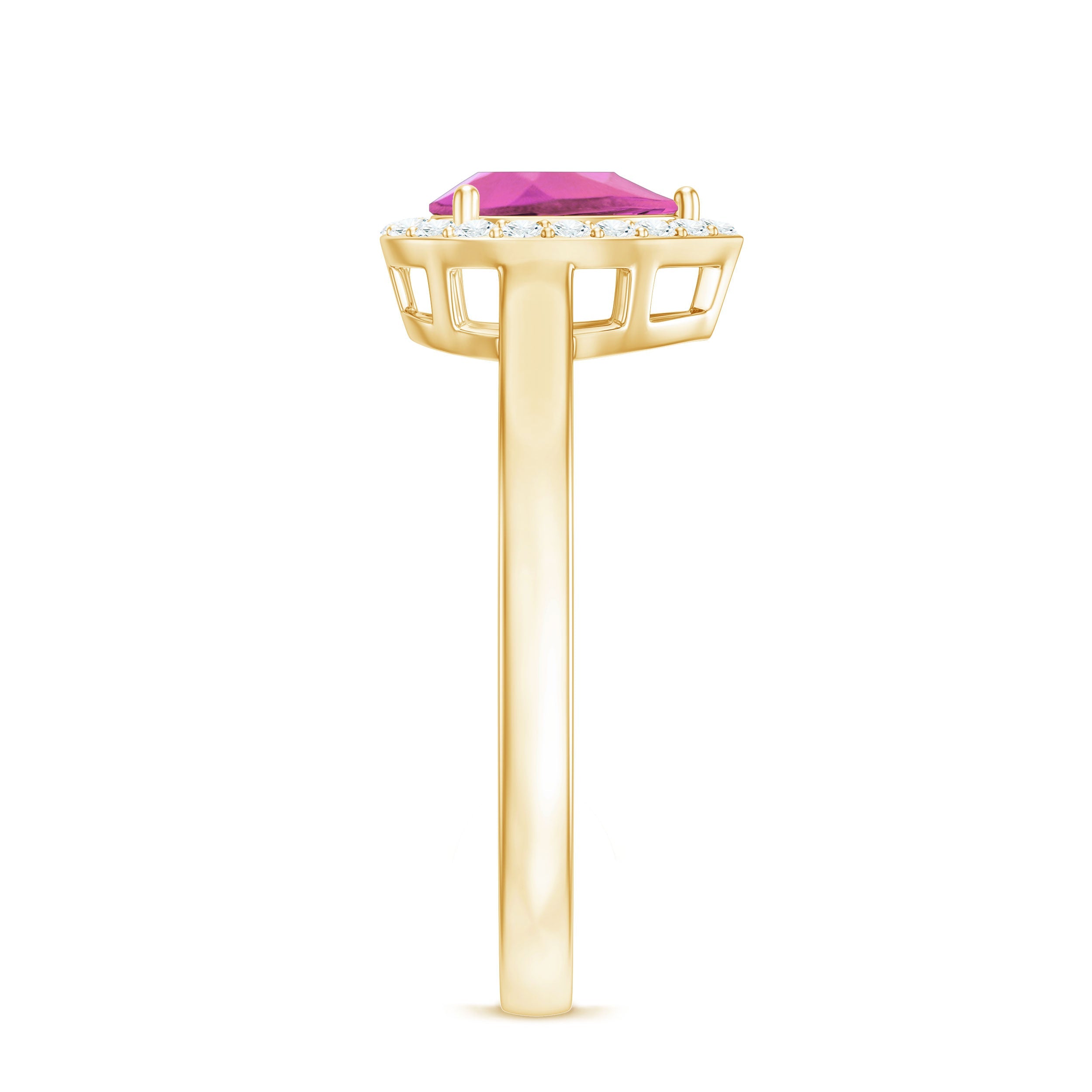 Pink Tourmaline Ring Pear Shape – 1.6 Carat Diamond Halo | AAA Quality Gemstone