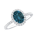 Oval 1 Carat London Blue Topaz Halo Engagement Ring