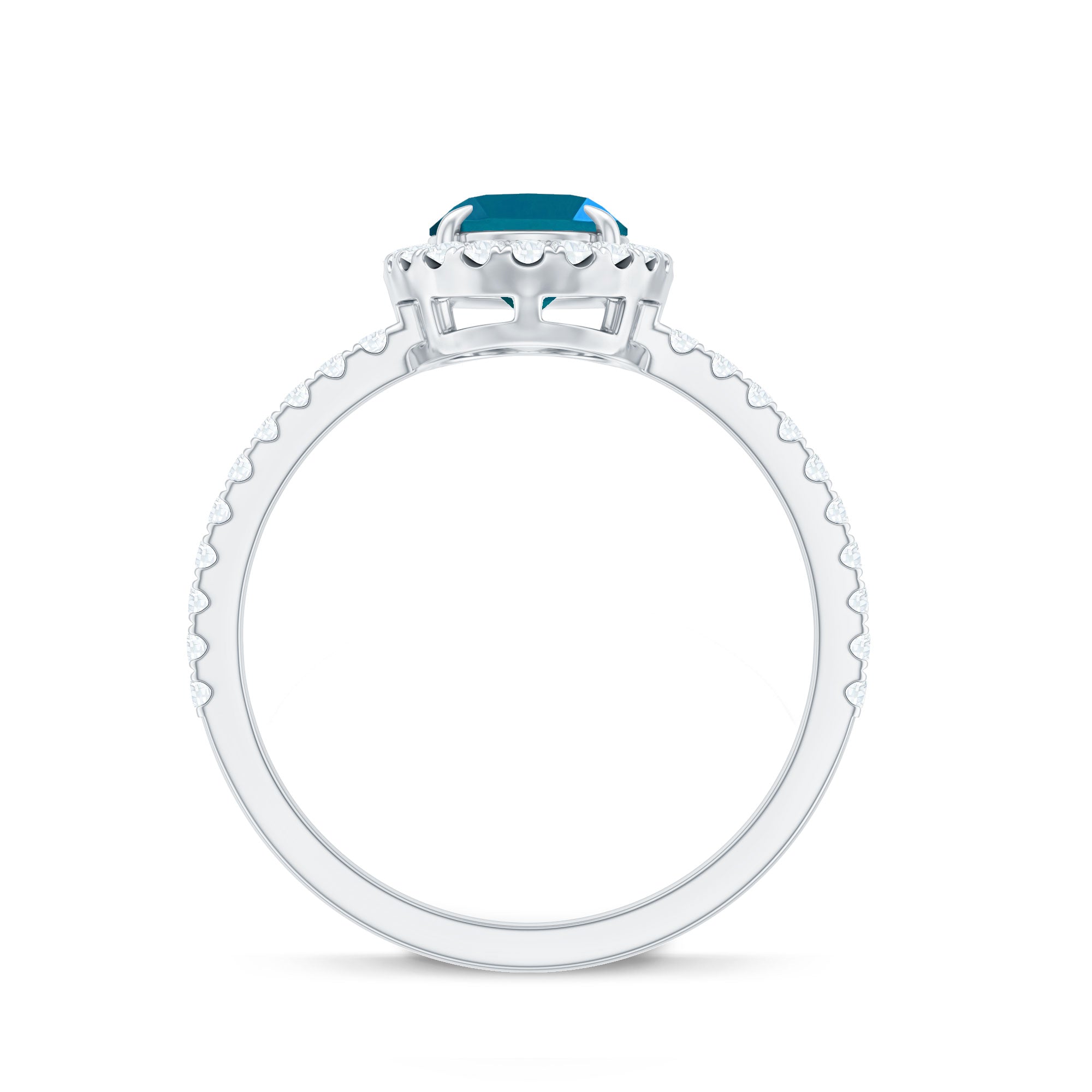 Oval 1 Carat London Blue Topaz Halo Engagement Ring