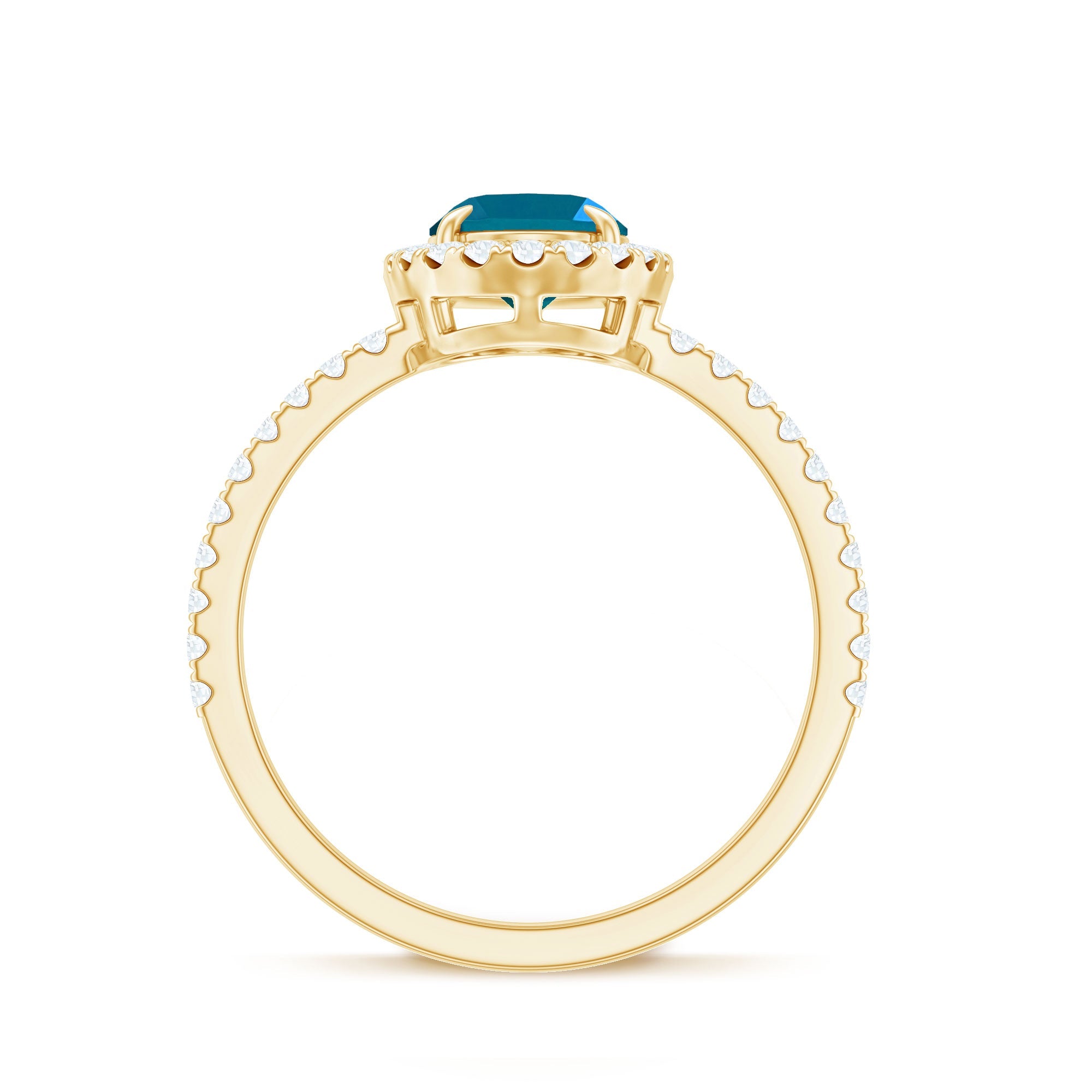 Oval 1 Carat London Blue Topaz Halo Engagement Ring