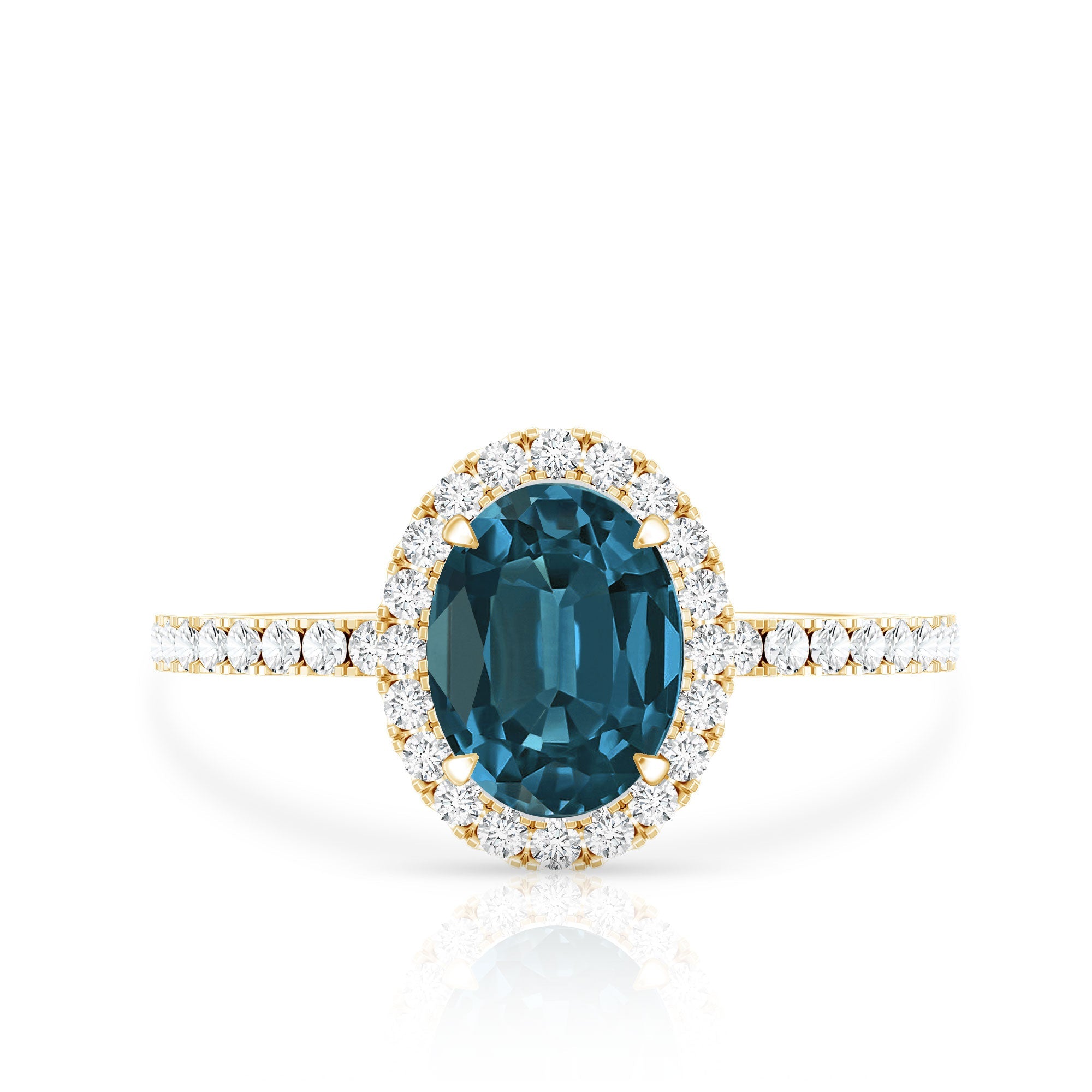 Oval 1 Carat London Blue Topaz Halo Engagement Ring