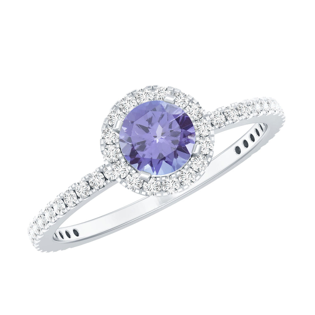 Tanzanite Halo Ring – Diamond Halo Setting | Blue Violet Tanzanite Jewelry