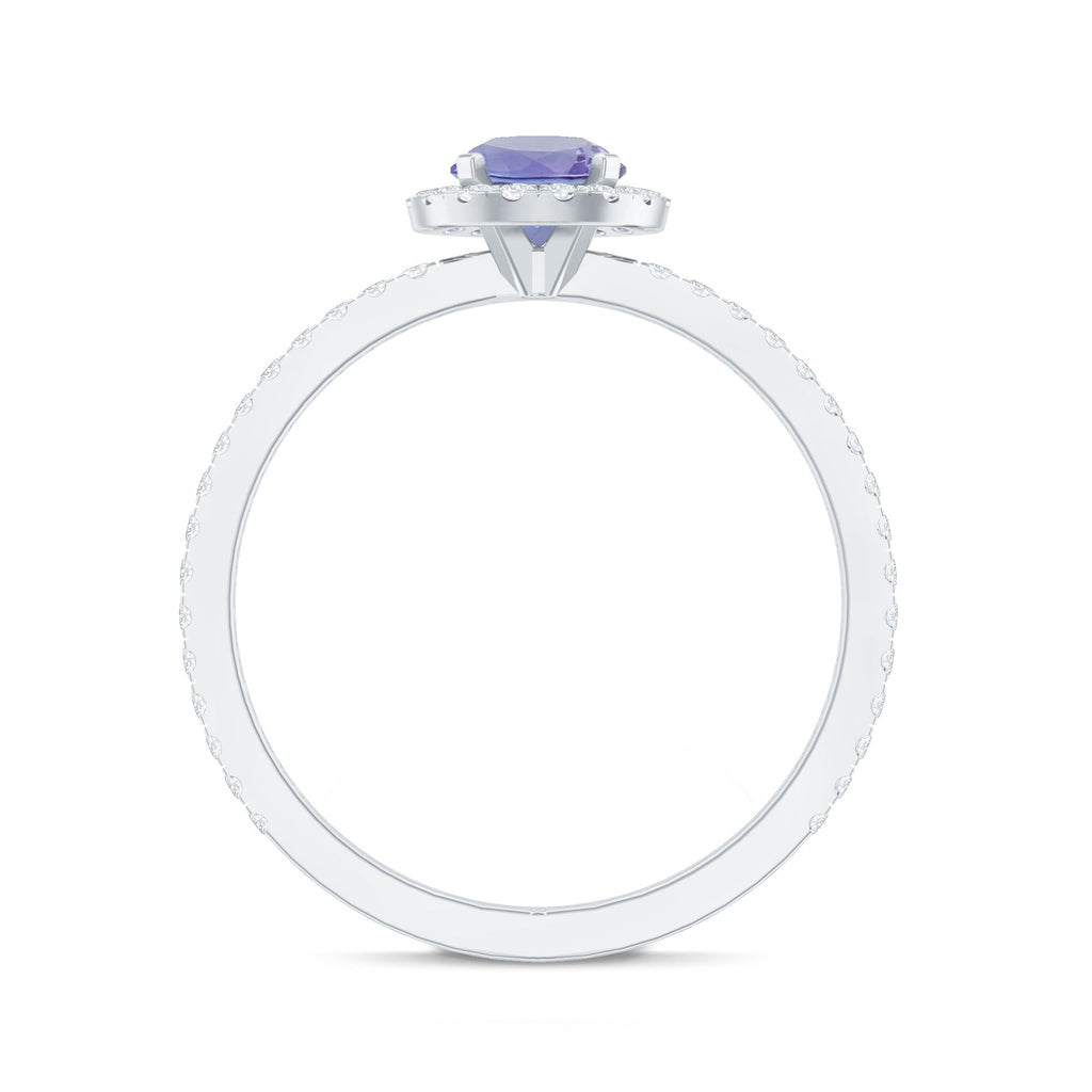 Tanzanite Halo Ring – Diamond Halo Setting | Blue Violet Tanzanite Jewelry
