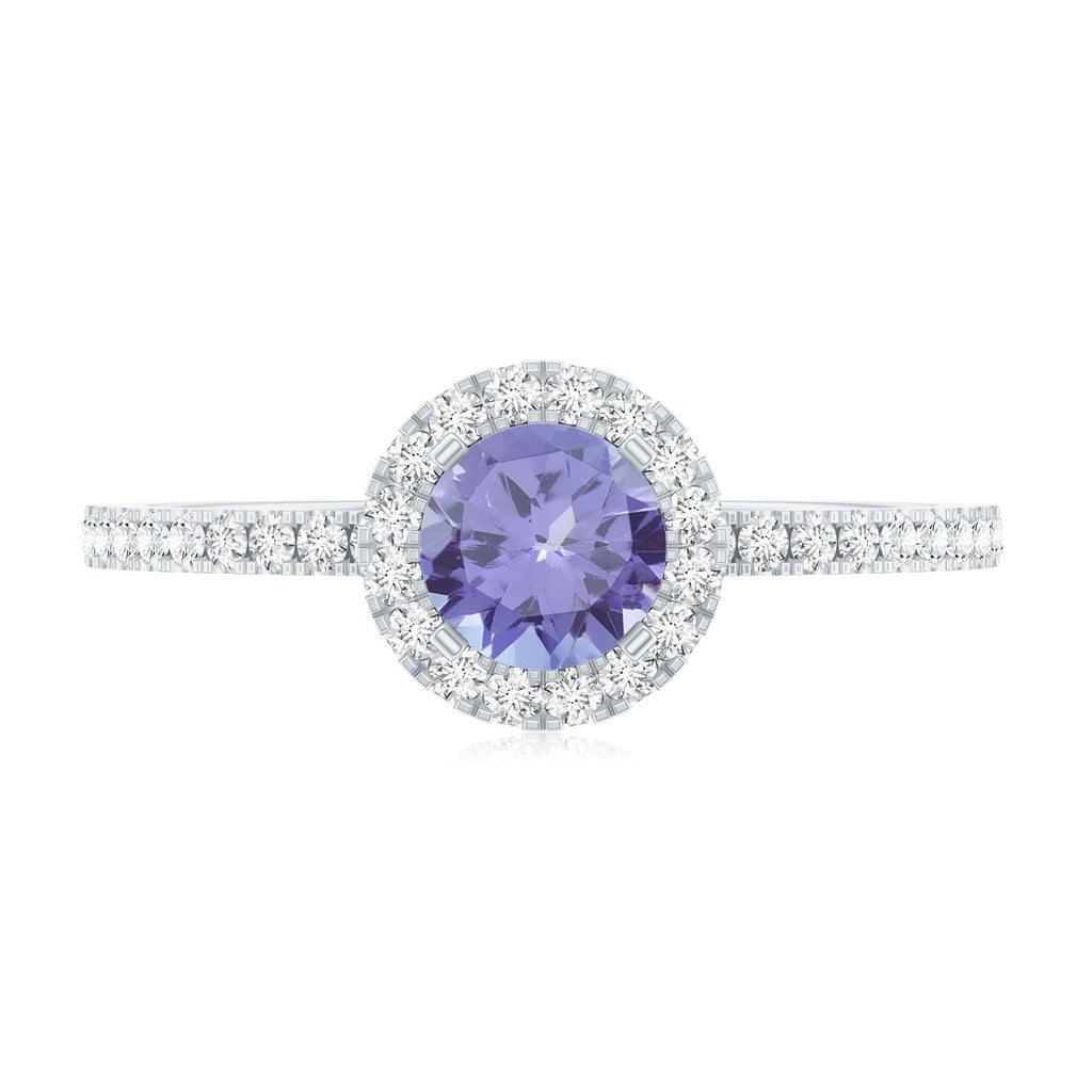 Tanzanite Halo Ring – Diamond Halo Setting | Blue Violet Tanzanite Jewelry