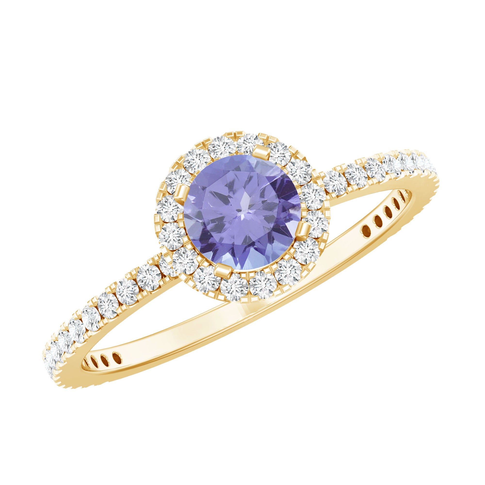 Tanzanite Halo Ring – Diamond Halo Setting | Blue Violet Tanzanite Jewelry