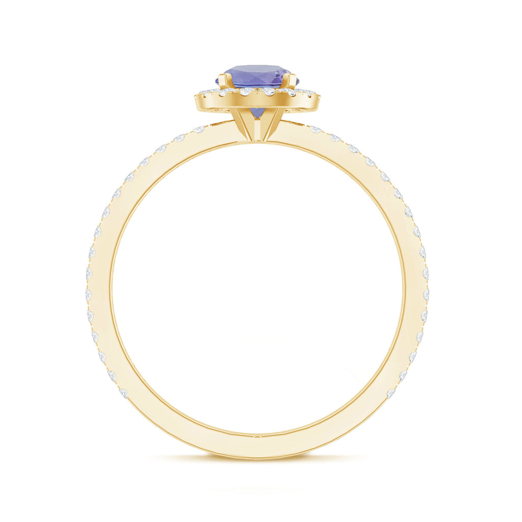 Tanzanite Halo Ring – Diamond Halo Setting | Blue Violet Tanzanite Jewelry