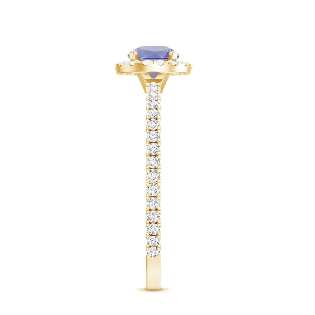 Tanzanite Halo Ring – Diamond Halo Setting | Blue Violet Tanzanite Jewelry