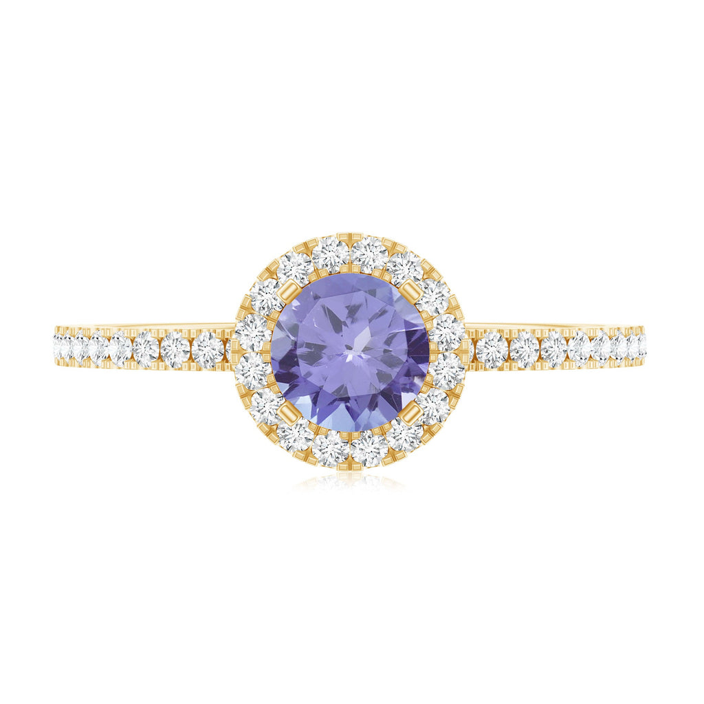 Tanzanite Halo Ring – Diamond Halo Setting | Blue Violet Tanzanite Jewelry