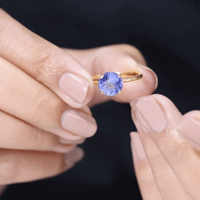 Lab Grown Tanzanite Ring – 2.8 Carat Solitaire Engagement Ring With Peg Head Setting