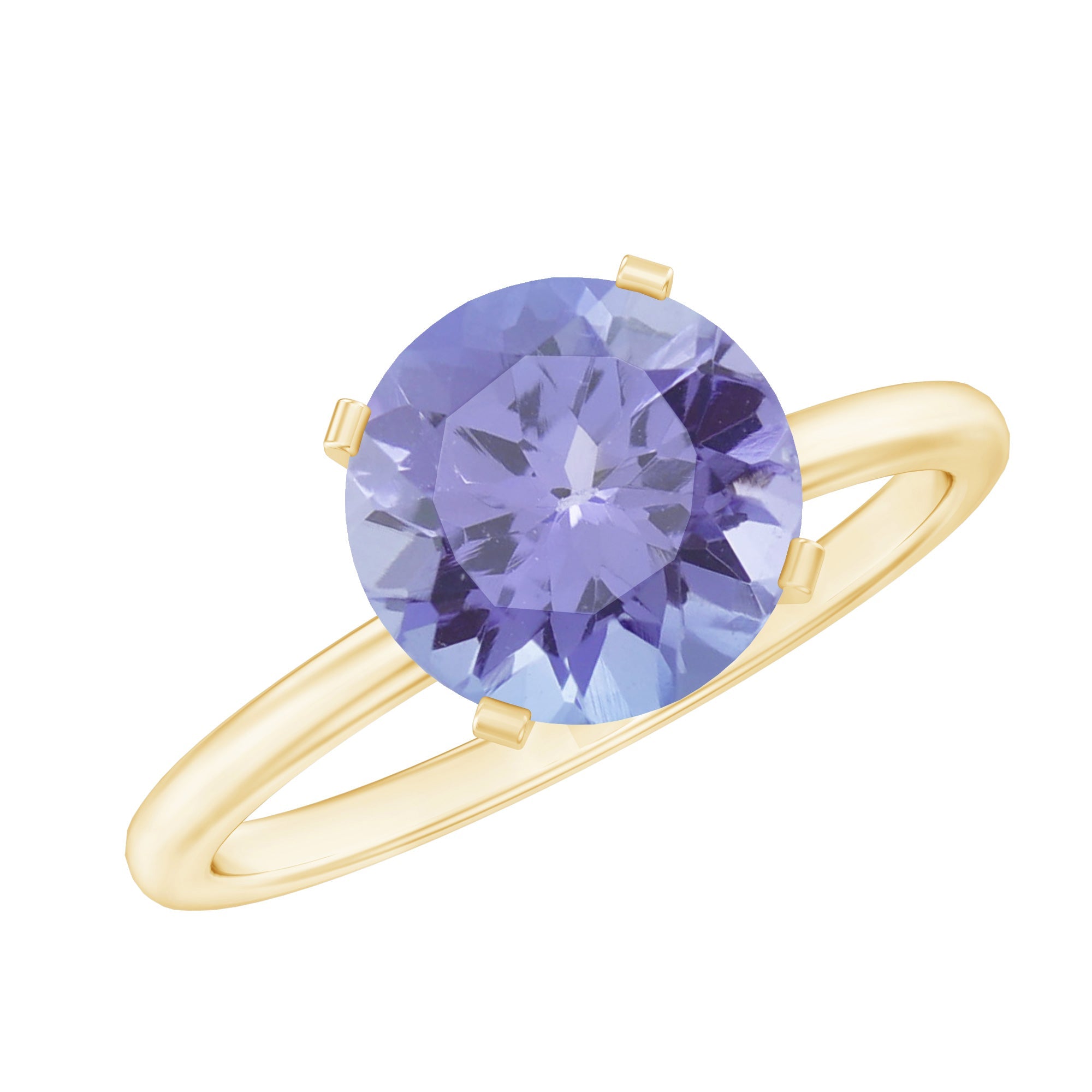 Lab Grown Tanzanite Ring – 2.8 Carat Solitaire Engagement Ring With Peg Head Setting