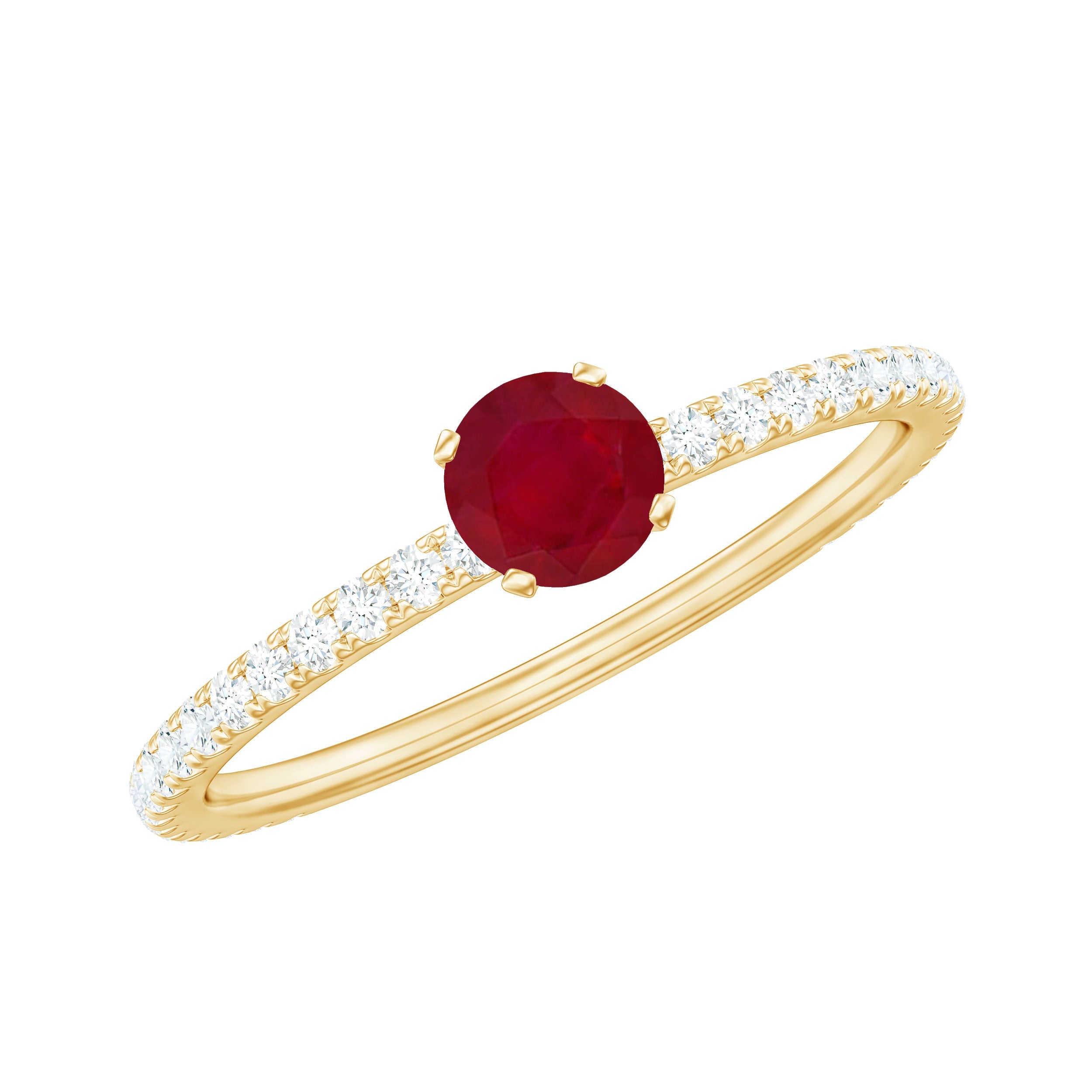 Ruby Promise Ring – Red Ruby & Sparkling Diamond Stones | Commitment Gift