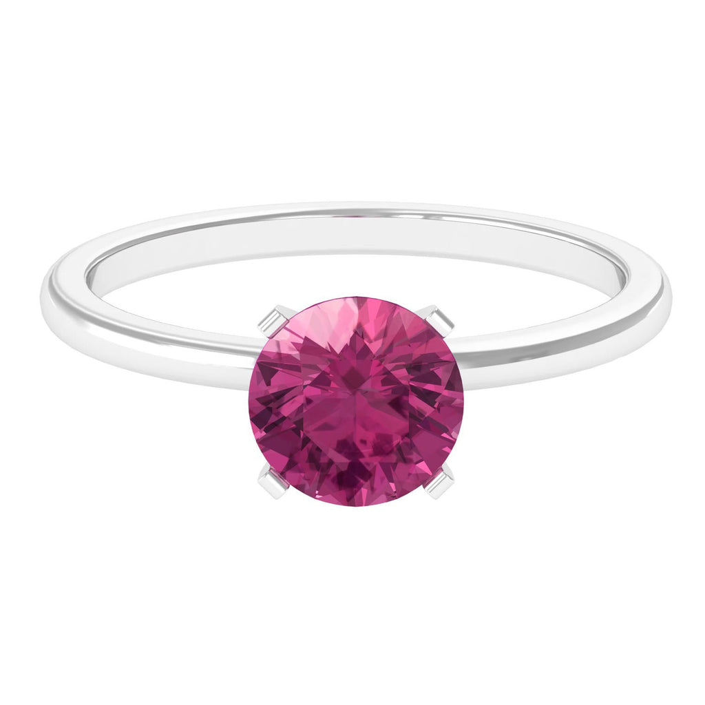 Pink Tourmaline Ring – Classic Solitaire Design With Round Cut Gemstone | Peg Head Setting
