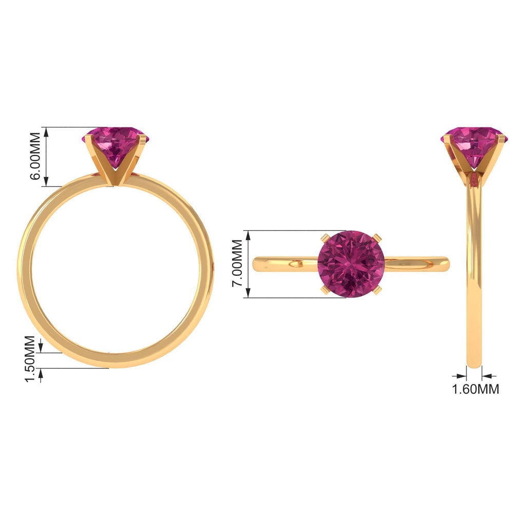 Pink Tourmaline Ring – Classic Solitaire Design With Round Cut Gemstone | Peg Head Setting