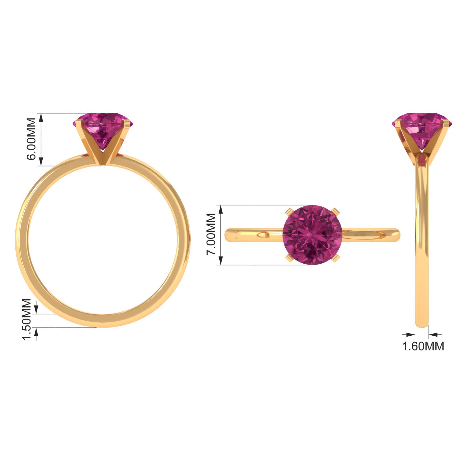 Pink Tourmaline Ring – Classic Solitaire Design With Round Cut Gemstone | Peg Head Setting