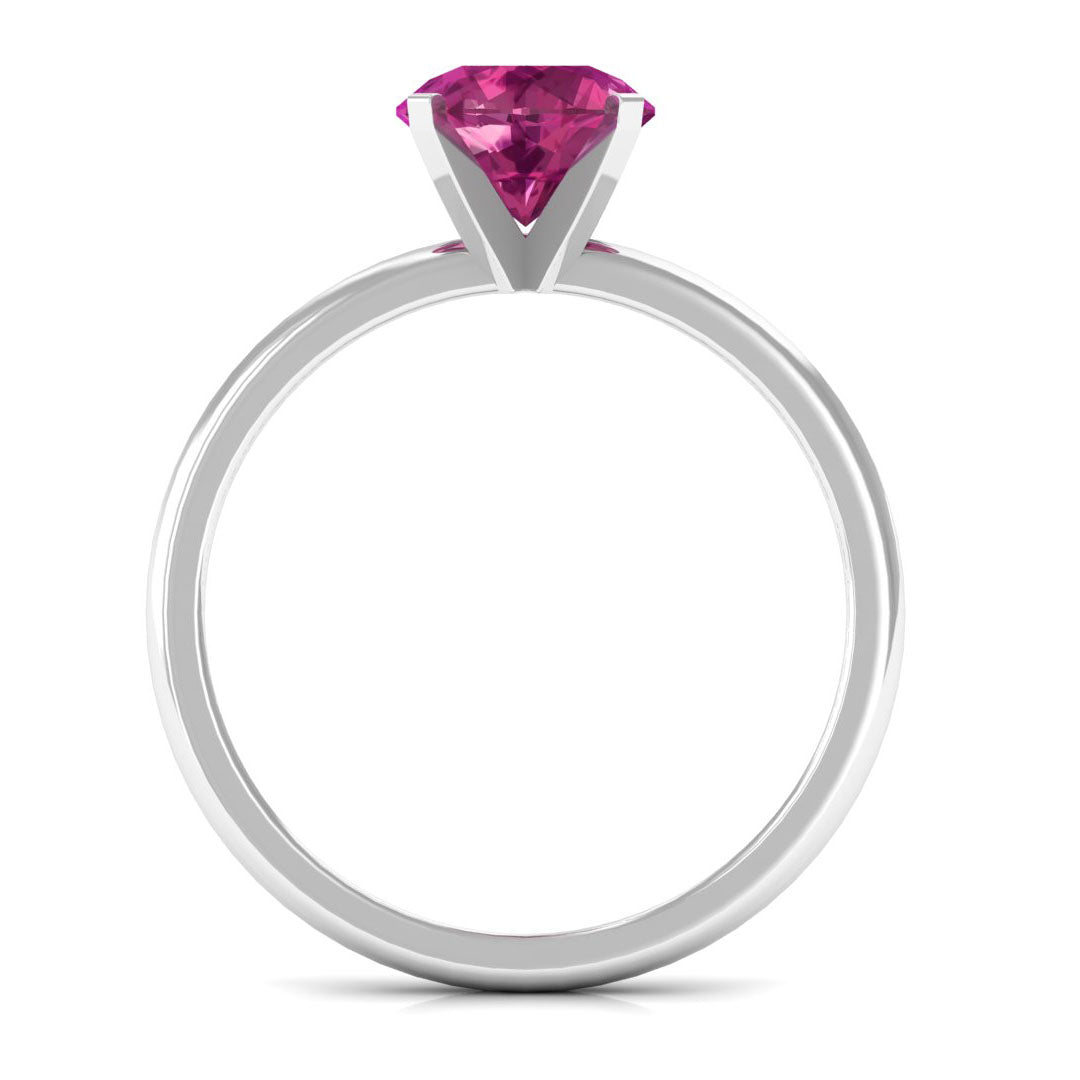 Pink Tourmaline Ring – Classic Solitaire Design With Round Cut Gemstone | Peg Head Setting