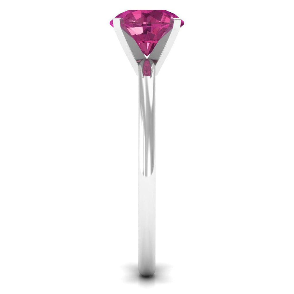 Pink Tourmaline Ring – Classic Solitaire Design With Round Cut Gemstone | Peg Head Setting