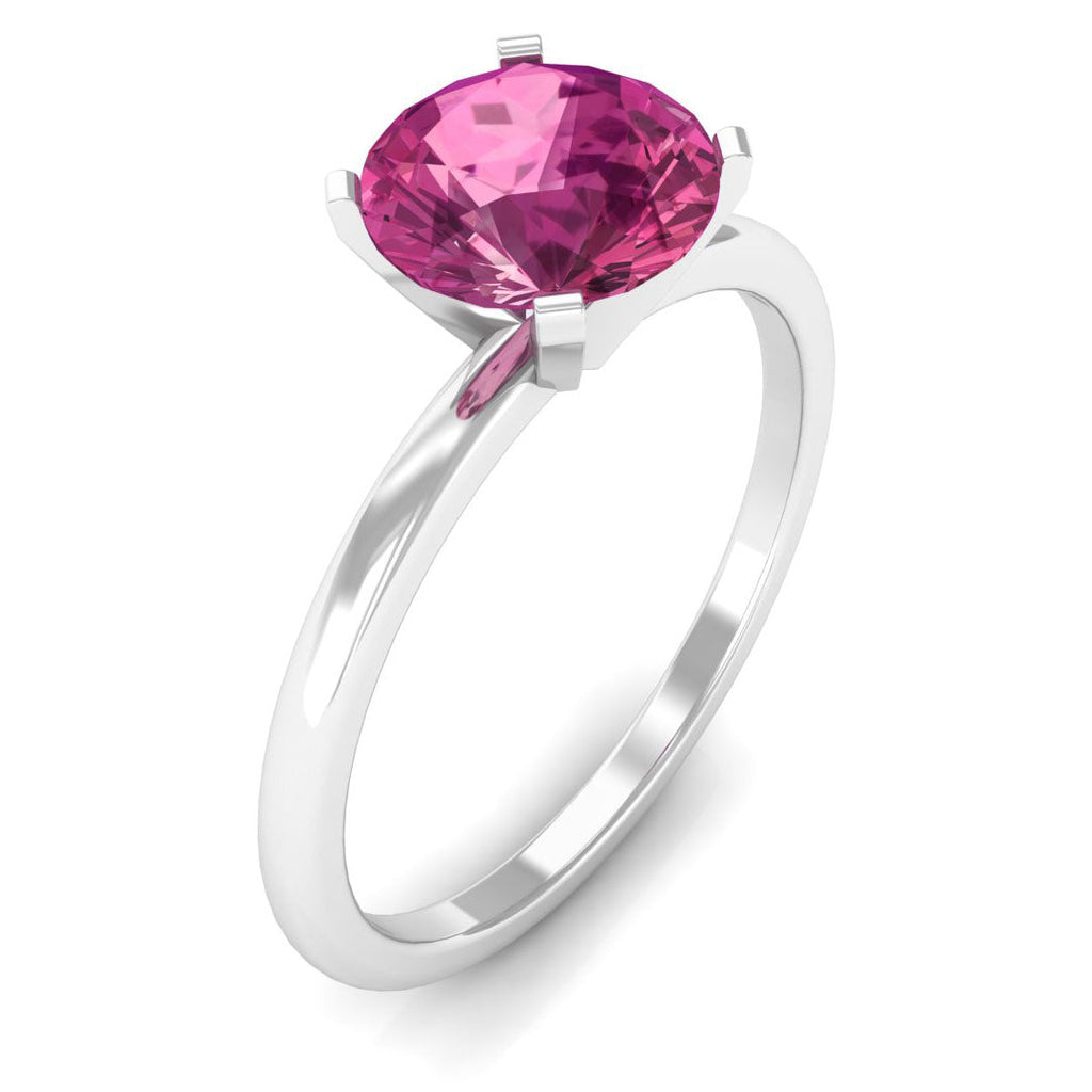 Pink Tourmaline Ring – Classic Solitaire Design With Round Cut Gemstone | Peg Head Setting