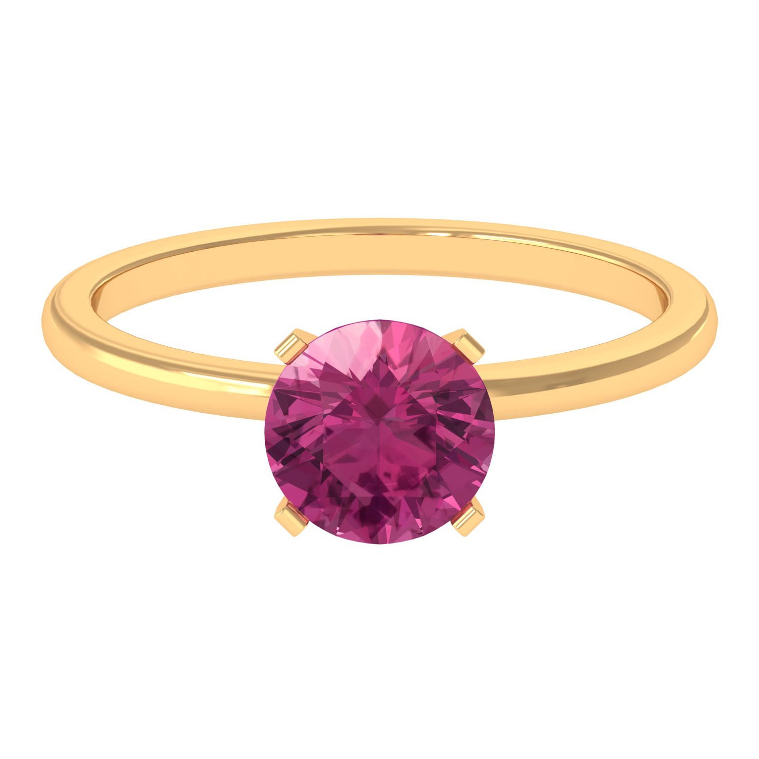 Pink Tourmaline Ring – Classic Solitaire Design With Round Cut Gemstone | Peg Head Setting