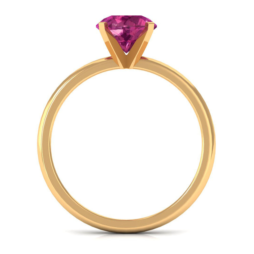 Pink Tourmaline Ring – Classic Solitaire Design With Round Cut Gemstone | Peg Head Setting