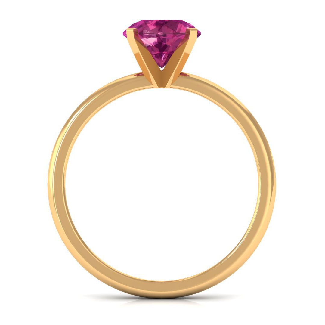 Pink Tourmaline Ring – Classic Solitaire Design With Round Cut Gemstone | Peg Head Setting