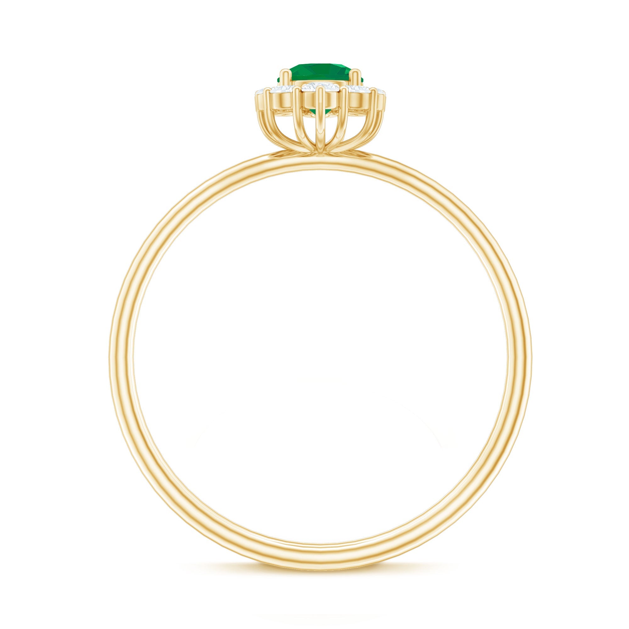 Emerald Promise Ring – Natural AAA Quality Green Gemstone with Diamond Halo Setting