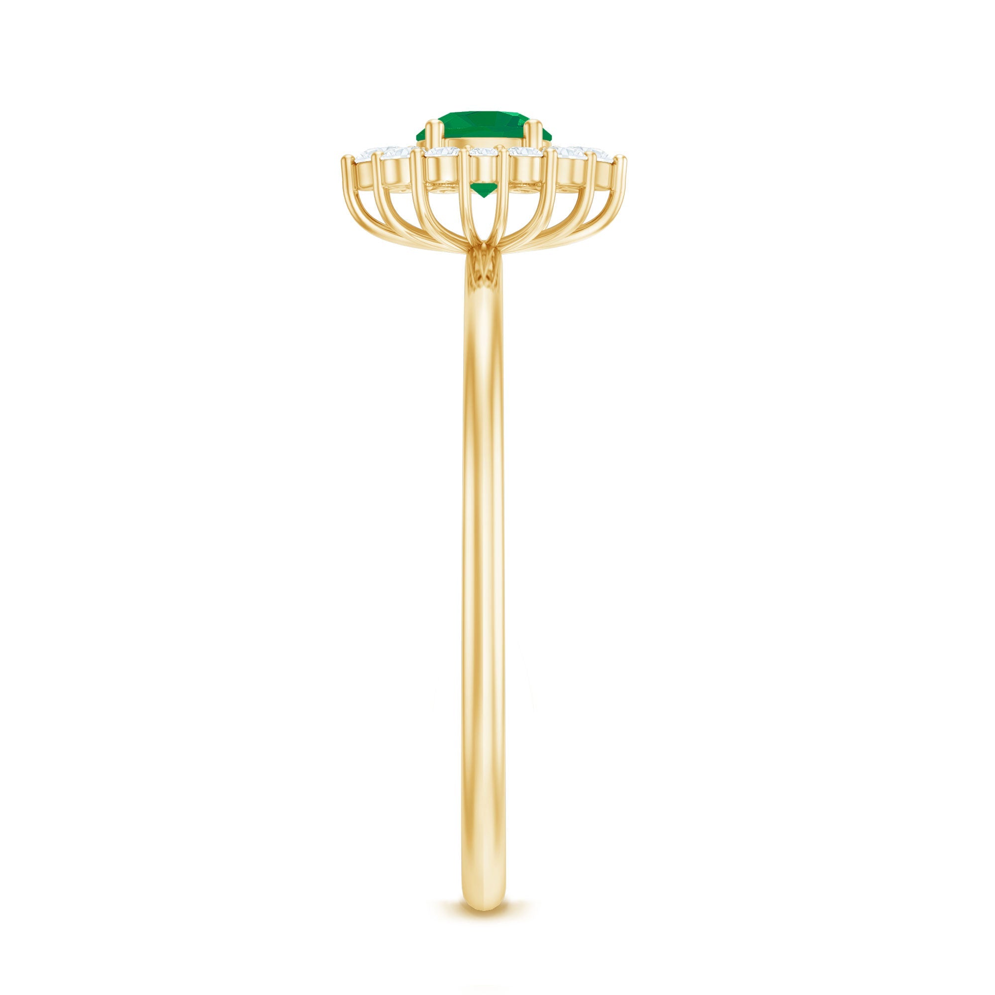 Emerald Promise Ring – Natural AAA Quality Green Gemstone with Diamond Halo Setting