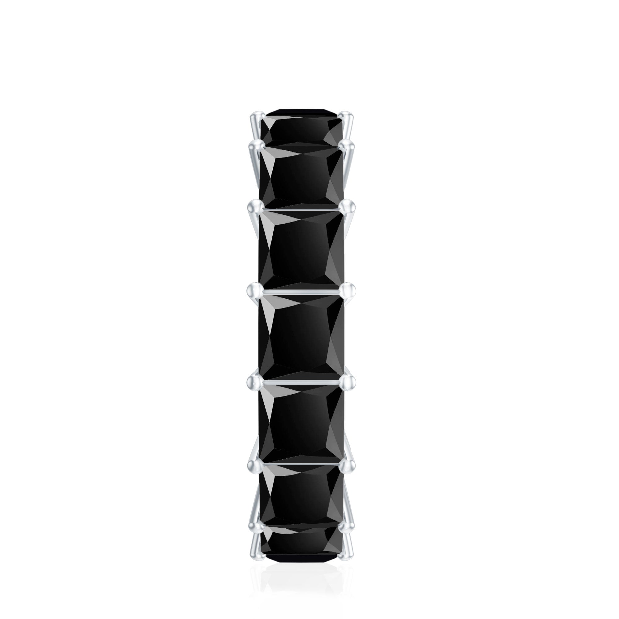Princess Cut Black Onyx Wedding Band in Shared Prong Setting