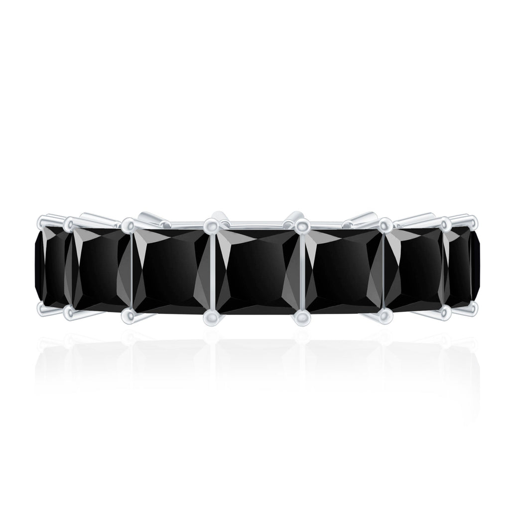 Princess Cut Black Onyx Wedding Band in Shared Prong Setting