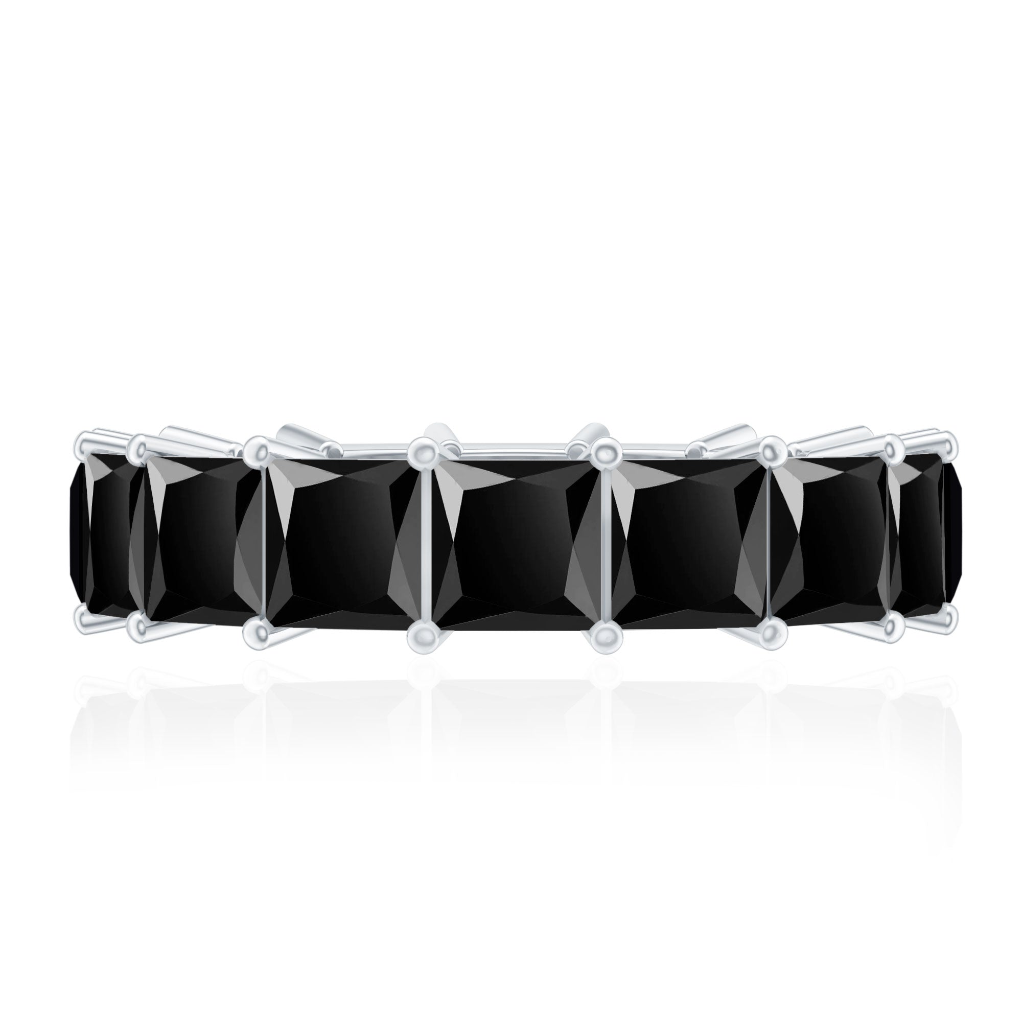 Princess Cut Black Onyx Wedding Band in Shared Prong Setting