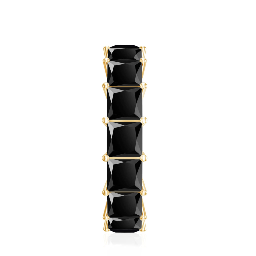 Princess Cut Black Onyx Wedding Band in Shared Prong Setting